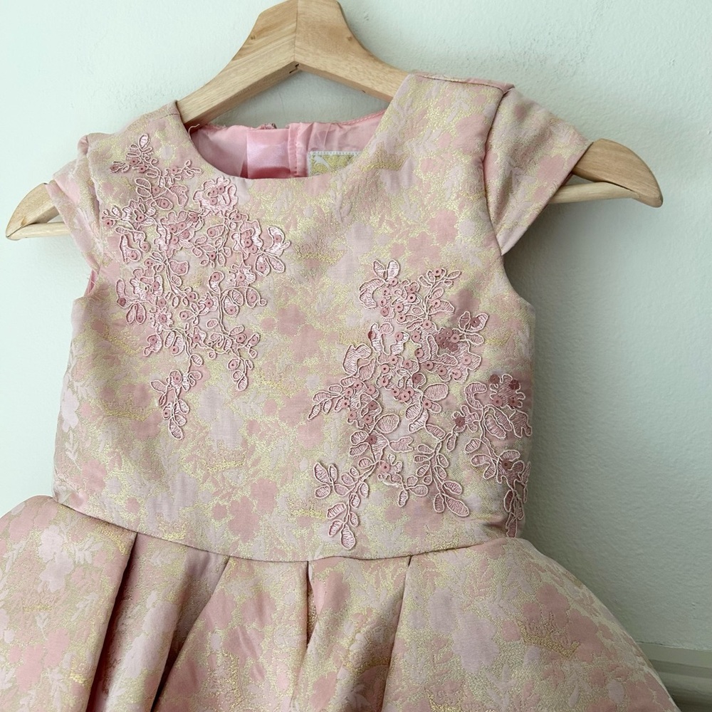 Disney Store Size 5/6 Girls Pink Floral Peplum Tulle Princess Aurora Party Dress - Picture 6 of 8